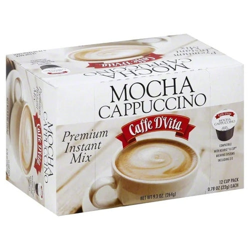 Caffe D Vita Mocha Cappuccino Premium Instant Mix 12 K Cup Pack FreeBozey